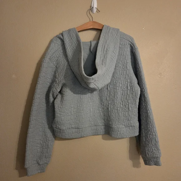 WORLD MARKET | COST PLUS Sage Green Quilted Cropped Buttoned Hoodie Coat SZ S - Picture 5 of 9